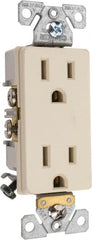 Cooper Wiring Devices - 125 VAC, 15 Amp, 5-15R NEMA Configuration, Ivory, Industrial Grade, Self Grounding Duplex Receptacle - 1 Phase, 2 Poles, 3 Wire, Flush Mount, Chemical and Impact Resistant - Exact Tooling