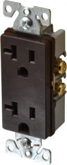 Cooper Wiring Devices - 125 VAC, 20 Amp, 5-20R NEMA Configuration, Brown, Industrial Grade, Self Grounding Duplex Receptacle - 1 Phase, 2 Poles, 3 Wire, Flush Mount, Chemical and Impact Resistant - Exact Tooling