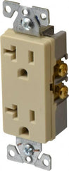 Cooper Wiring Devices - 125 VAC, 20 Amp, 5-20R NEMA Configuration, Ivory, Industrial Grade, Self Grounding Duplex Receptacle - 1 Phase, 2 Poles, 3 Wire, Flush Mount, Chemical and Impact Resistant - Exact Tooling