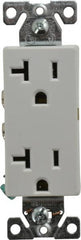 Cooper Wiring Devices - 125 VAC, 20 Amp, 5-20R NEMA Configuration, White, Industrial Grade, Self Grounding Duplex Receptacle - 1 Phase, 2 Poles, 3 Wire, Flush Mount, Chemical and Impact Resistant - Exact Tooling