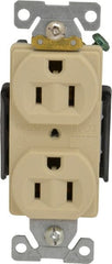 Cooper Wiring Devices - 125 VAC, 15 Amp, 5-15R NEMA Configuration, Ivory, Industrial Grade, Self Grounding Duplex Receptacle - 1 Phase, 2 Poles, 3 Wire, Flush Mount, Chemical, Heat and Impact Resistant - Exact Tooling