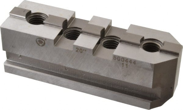 Bison - 20" Max Chuck Diam Compatibility, Steel Tongue & Groove Hard Lathe Master Jaws - 3/4" Groove Width, 2.0472" Wide x 6.6142" Long x 2.3228" High - Exact Tooling