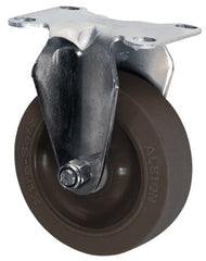 Albion - 4" Diam x 1-1/4" Wide x 5-1/8" OAH Top Plate Mount Rigid Caster - Polyurethane, 350 Lb Capacity, Plain Bearing, 2-1/2 x 3-5/8" Plate - Exact Tooling