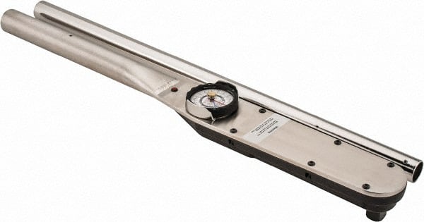 Proto - 3/4" Drive Dial Torque Wrench - 600 Ft/Lb Torque, 46-1/2" OAL, 10 Ft/Lb Graduation, Fixed Head - Exact Tooling