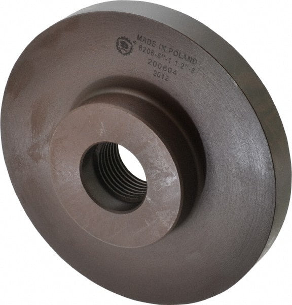 Bison - Adapter Back Plate for 6" Diam Self Centering Lathe Chucks - 1-1/2 - 8 Mount, 1-1/2" Through Hole Diam, 3.189mm ID, 6.535" OD, 0.787" Flange Height, Cast Iron - Exact Tooling