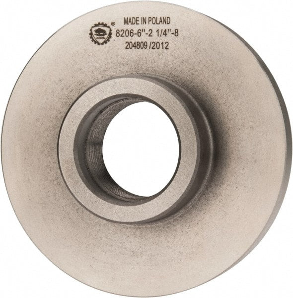 Bison - Adapter Back Plate for 6" Diam Self Centering Lathe Chucks - 2-1/4 - 8 Mount, 2-1/4" Through Hole Diam, 3.189mm ID, 6.535" OD, 0.787" Flange Height, Cast Iron - Exact Tooling