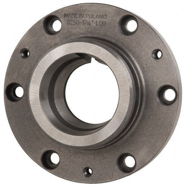 Bison - Adapter Back Plate for 12-1/2" Diam Self Centering Lathe Chucks - L-1 Mount, 3.35" Through Hole Diam, 12.44" OD, 1.1" Flange Height, Cast Iron - Exact Tooling