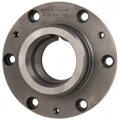 Bison - Adapter Back Plate for 8" Diam Self Centering Lathe Chucks - L-1 Mount, 3.35" Through Hole Diam, 7.91" OD, 0.71" Flange Height, Cast Iron - Exact Tooling