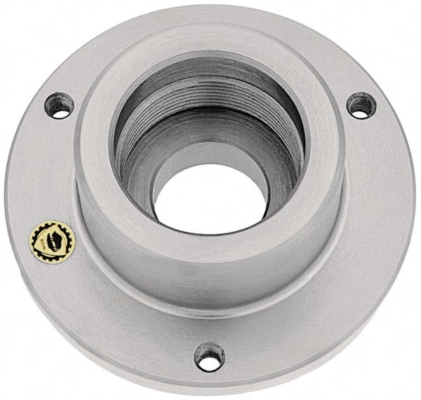 Bison - Adapter Back Plate for 8" Diam Self Centering Lathe Chucks - L-00 Mount, 2-3/4" Through Hole Diam, 6.93mm ID, 7.87" OD, 0.79" Flange Height, Steel - Exact Tooling