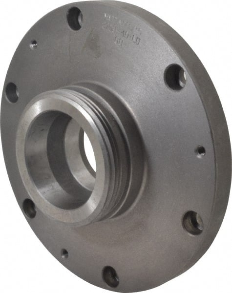 Bison - Adapter Back Plate for 10" Diam Self Centering Lathe Chucks - L-0 Mount, 2.6" Through Hole Diam, 9.88" OD, 0.83" Flange Height, Cast Iron - Exact Tooling