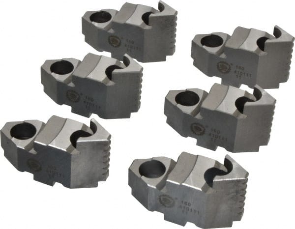 Bison - 6-1/4 to 6" Chuck Diam Compatibility, Steel Tongue & Groove Hard Lathe Top Jaws - 0.984" Wide x 2.638" Long x 1.634" High - Exact Tooling