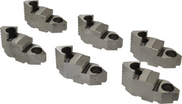 Bison - 10" Max Chuck Diam Compatibility, Steel Tongue & Groove Hard Lathe Top Jaws - 1.28" Wide x 3.74" Long x 2.023" High - Exact Tooling