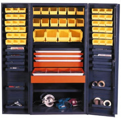 Durham - 13 Shelf 52 Bin Storage Cabinet - Steel, 36" Wide x 24" Deep x 72" High, Gray - Exact Tooling