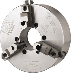 Pratt Burnerd America - 3 Jaws, 12" Diam, Self Centering Manual Lathe Chuck - Plain Back Mount Spindle, Adjustable, Reversible, 2,300 Max RPM, 4.06" Through Hole Diam, Forged Steel - Exact Tooling