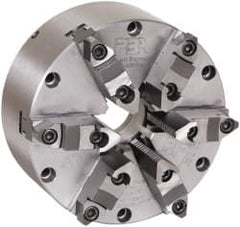 Pratt Burnerd America - 6 Jaws, 12" Diam, Self Centering Manual Lathe Chuck - Plain Back Mount Spindle, Adjustable, Reversible, 1,500 Max RPM, 4.06" Through Hole Diam, Forged Steel - Exact Tooling