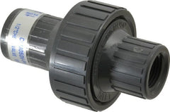 Plast-O-Matic - 1/2" PVC Check Valve - Inline, FNPT x FNPT, 150 WOG - Exact Tooling