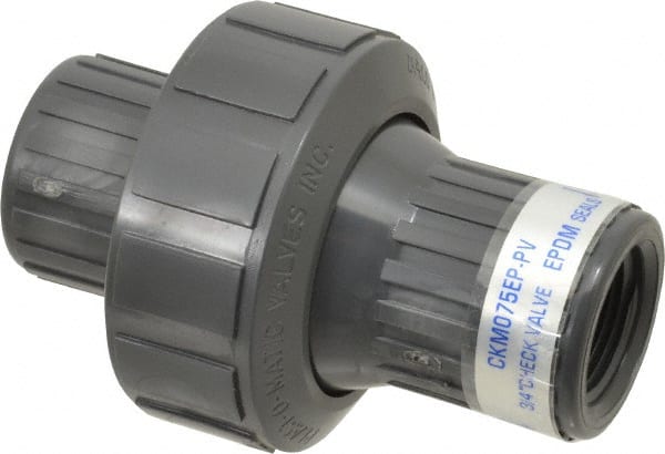 Plast-O-Matic - 3/4" PVC Check Valve - Inline, FNPT x FNPT, 150 WOG - Exact Tooling