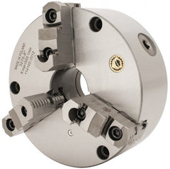 Bison - 3 Jaws, 8" Diam, Self Centering Manual Lathe Chuck - Front Mount, Reversible, 2.1654" Through Hole Diam, Cast Iron - Exact Tooling