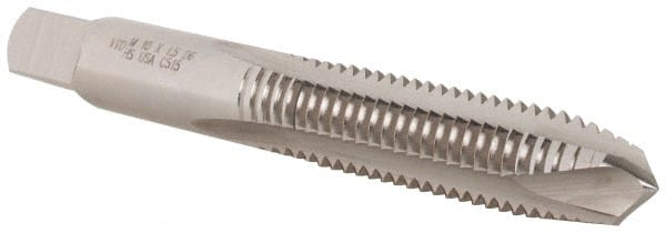Vermont Tap & Die - M10x1.50 Metric, 3 Flute, Bright Finish, High Speed Steel Spiral Point Tap - Plug Chamfer, Right Hand Thread, 2-15/16" OAL, 1-1/4" Thread Length, 9.68mm Shank Diam, 6H Class of Fit, Series 3112M - Exact Tooling