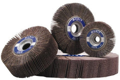 Merit Abrasives - 6" Diam, 100 Grit Ceramic Unmounted Flap Wheel - 1" Hole, 2" Wide, Coated, Fine Grade, 6,000 Max RPM , Cloth Backing - Exact Tooling
