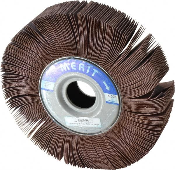 Merit Abrasives - 10" Diam, 60 Grit Aluminum Oxide Unmounted Flap Wheel - 1-3/4" Hole, 2" Wide, Coated, Medium Grade, 4,000 Max RPM , Cloth Backing - Exact Tooling