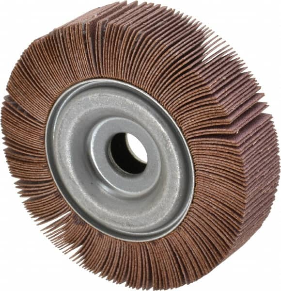 Merit Abrasives - 4" Diam, 120 Grit Aluminum Oxide Unmounted Flap Wheel - 5/8" Hole, 1" Wide, Coated, Fine Grade, 12,000 Max RPM , Cloth Backing - Exact Tooling
