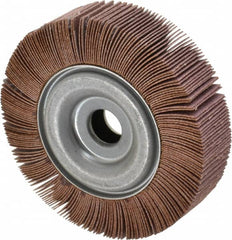 Merit Abrasives - 4" Diam, 120 Grit Aluminum Oxide Unmounted Flap Wheel - 5/8" Hole, 1" Wide, Coated, Fine Grade, 12,000 Max RPM , Cloth Backing - Exact Tooling