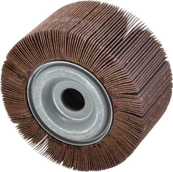 Merit Abrasives - 4" Diam, 120 Grit Aluminum Oxide Unmounted Flap Wheel - 5/8" Hole, 2" Wide, Coated, Fine Grade, 12,000 Max RPM , Cloth Backing - Exact Tooling