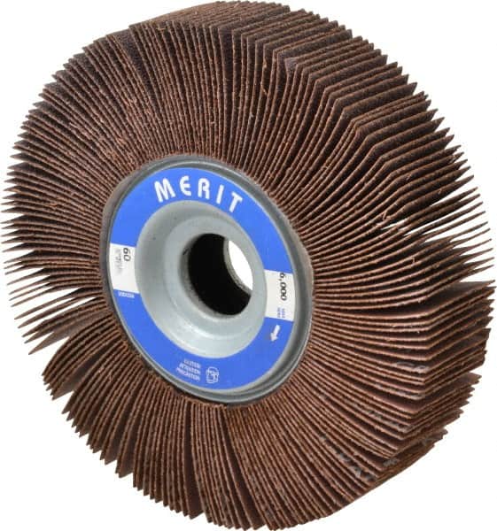 Merit Abrasives - 6" Diam, 60 Grit Aluminum Oxide Unmounted Flap Wheel - 1" Hole, 1-1/2" Wide, Coated, Medium Grade, 6,000 Max RPM , Cloth Backing - Exact Tooling