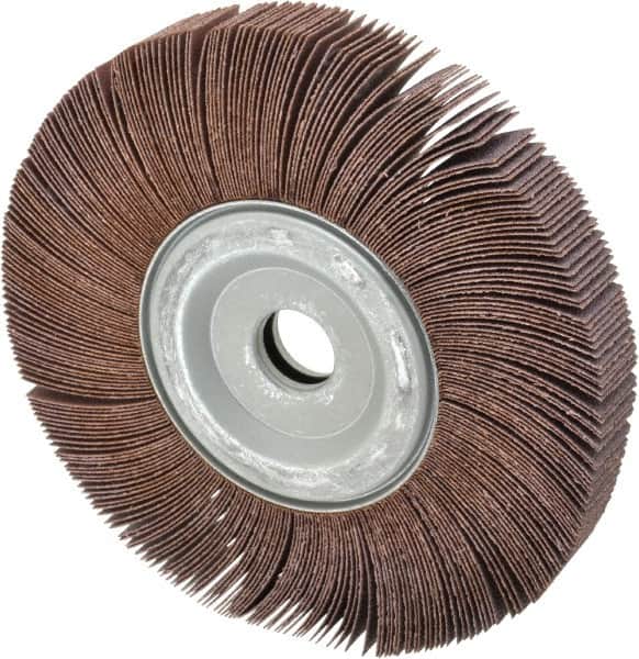 Merit Abrasives - 8" Diam, 60 Grit Aluminum Oxide Unmounted Flap Wheel - 1" Hole, 1" Wide, Coated, Medium Grade, 4,500 Max RPM , Cloth Backing - Exact Tooling