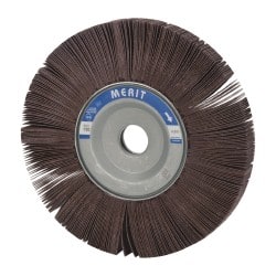 Merit Abrasives - 8" Diam, 120 Grit Aluminum Oxide Unmounted Flap Wheel - 1" Hole, 1" Wide, Coated, Fine Grade, 4,500 Max RPM , Cloth Backing - Exact Tooling
