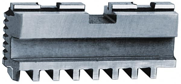 Bison - 8" Max Chuck Diam Compatibility, Steel Tongue & Groove Hard Lathe Master Jaws - 1/2" Groove Width, 63/64" Wide x 3.1102" Long - Exact Tooling