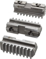 Bison - 10" Max Chuck Diam Compatibility, Steel Tongue & Groove Hard Lathe Master Jaws - 3/4" Groove Width, 1.1024" Wide x 3.622" Long - Exact Tooling