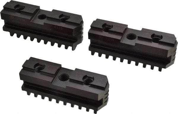Bison - 12-1/2 to 12" Chuck Diam Compatibility, Steel Tongue & Groove Hard Lathe Master Jaws - 3/4" Groove Width, 1.2598" Wide x 4.3307" Long - Exact Tooling