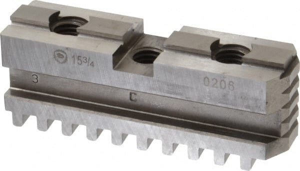 Bison - 15-3/4 to 16" Chuck Diam Compatibility, Steel Tongue & Groove Hard Lathe Master Jaws - 3/4" Groove Width, 1.4173" Wide x 5.1181" Long - Exact Tooling