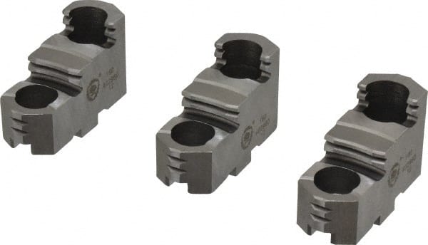 Bison - 6-1/4 to 6" Chuck Diam Compatibility, Steel Tongue & Groove Hard Lathe Top Jaws - 0.984" Wide x 2.638" Long x 1.634" High - Exact Tooling