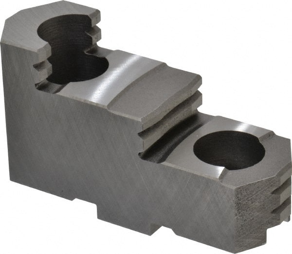 Bison - 10" Max Chuck Diam Compatibility, Steel Tongue & Groove Hard Lathe Top Jaws - 1.28" Wide x 3.74" Long x 2.023" High - Exact Tooling
