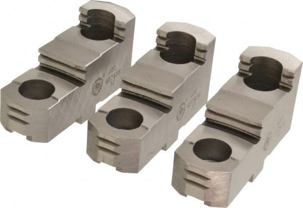 Bison - 15-3/4 to 16" Chuck Diam Compatibility, Steel Tongue & Groove Hard Lathe Top Jaws - 1.654" Wide x 5" Long x 2.539" High - Exact Tooling