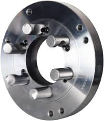 Pratt Burnerd America - Adapter Back Plate for 6" Diam Self Centering Lathe Chucks - D1-4 Mount, 1.81" Through Hole Diam, Steel - Exact Tooling