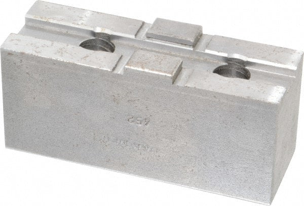 H & R Manufacturing - 10" Chuck Capacity, Tongue & Groove Attachment, Square Soft Lathe Chuck Jaw - Steel, 2-1/8" Btw Mount Hole Ctrs, 4-1/4" Long x 1-1/2" Wide x 1-7/8" High, 1/2" Groove - Exact Tooling