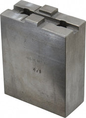 H & R Manufacturing - 5 to 6" Chuck Capacity, Tongue & Groove Attachment, Square Soft Lathe Chuck Jaw - Steel, 1-1/2" Btw Mount Hole Ctrs, 2-5/8" Long x 1-1/4" Wide x 3-3/8" High, 5/16" Groove - Exact Tooling