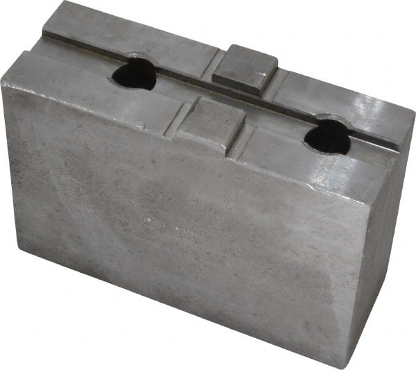 H & R Manufacturing - 15" Chuck Capacity, Tongue & Groove Attachment, Square Soft Lathe Chuck Jaw - Steel, 3" Btw Mount Hole Ctrs, 5-5/8" Long x 2" Wide x 3-13/16" High, 1/2" Groove - Exact Tooling