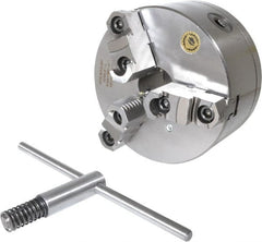 Bison - 3 Jaws, 6" Diam, Self Centering Manual Lathe Chuck - D1-4 Mount Spindle, Reversible, 3,000 Max RPM, 1.6535" Through Hole Diam, 0.0008" Axial Runout, 0.0012" Radial Runout, Cast Iron - Exact Tooling
