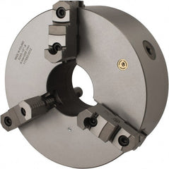 Bison - 3 Jaws, 12" Diam, Self Centering Manual Lathe Chuck - D1-8 Mount Spindle, Reversible, 1,500 Max RPM, 4.0551" Through Hole Diam, 0.0012" Axial Runout, 0.002" Radial Runout, Cast Iron - Exact Tooling