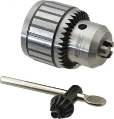 Accupro - JT4, 3/64 to 3/4" Capacity, Tapered Mount Steel Drill Chuck - Keyed, 75mm Sleeve Diam, 99mm Open Length - Exact Tooling