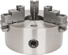 Interstate - 3 Jaws, 8" Diam, Self Centering Manual Lathe Chuck - D1-4 Mount Spindle, Reversible, 1.9685" Through Hole Diam, Cast Iron - Exact Tooling