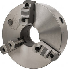 Interstate - 3 Jaws, 12" Diam, Self Centering Manual Lathe Chuck - D1-6 Mount Spindle, Reversible, 3-15/16" Through Hole Diam, Cast Iron - Exact Tooling