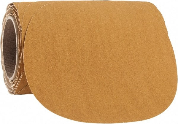 3M - 8" Diam, 120 Grit FEPA, Aluminum Oxide Adhesive PSA Disc - Fine Grade, Gold, F Weighted Backing, Flexible, Use with Random Orbital Sanders - Exact Tooling