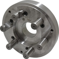 Bison - Adapter Back Plate for 8" Diam Self Centering Lathe Chucks - D1-6 Mount, 2.165" Through Hole Diam, 4.33mm ID, 7.87" OD, 1.34" Flange Height, Steel - Exact Tooling