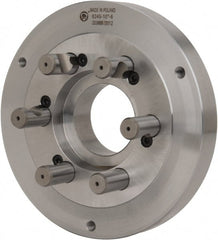 Bison - Adapter Back Plate for 10" Diam Self Centering Lathe Chucks - D1-6 Mount, 2.922" Through Hole Diam, 5.708mm ID, 9.84" OD, 1.34" Flange Height, Steel - Exact Tooling